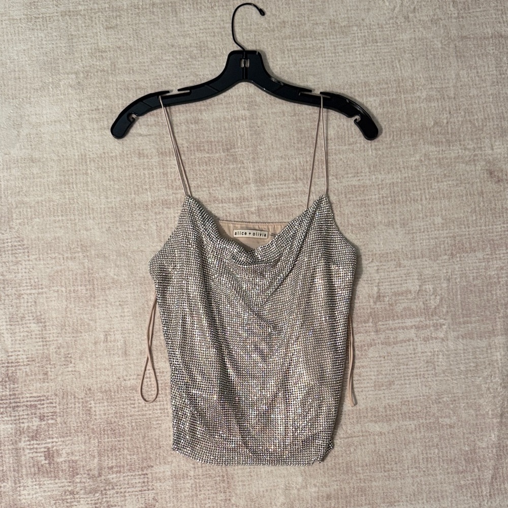 Alice + Olivia Shimmering Silver Camisole